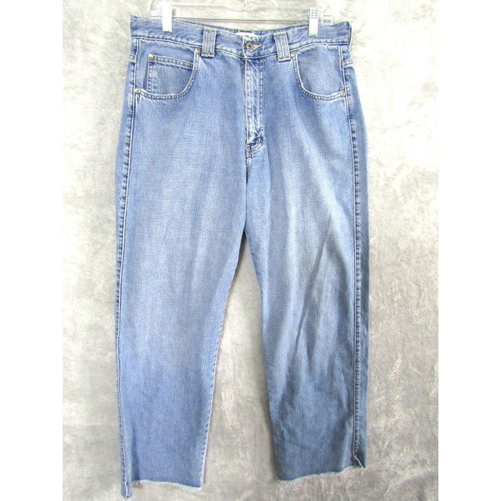 Mavi Womens Blue Denim Straight Leg Jeans Raw Hem Light Wash Size